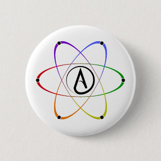 Atheist Atom Symbol Rainbow Black 缶バッジ