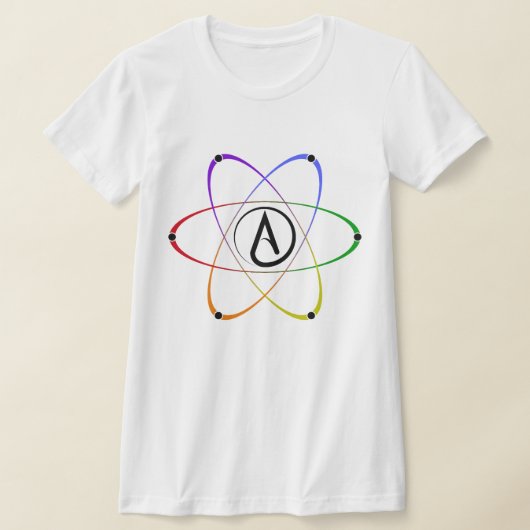 Atheist Atom Symbol Rainbow Black Tシャツ (レイダウン)