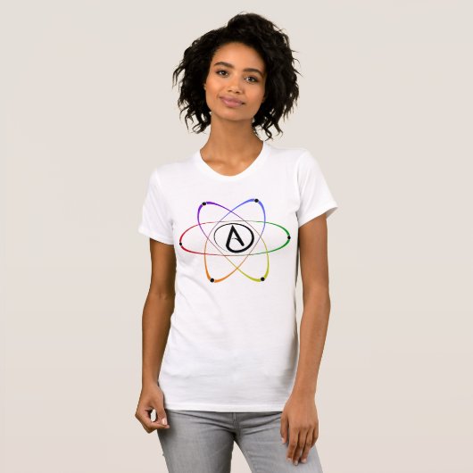 Atheist Atom Symbol Rainbow Black Tシャツ (正面フル)