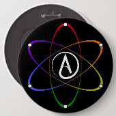 Atheist Atom Symbol Rainbow White 缶バッジ (正面&裏面)