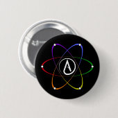 Atheist Atom Symbol Rainbow White 缶バッジ (正面&裏面)