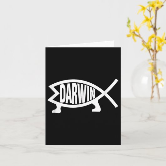 Atheist Charles Darwin Theory Of Evolution Fish  カード (黄色い花)