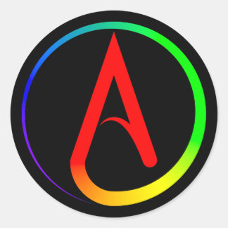 Atheist Symbol Rainbow ラウンドシール
