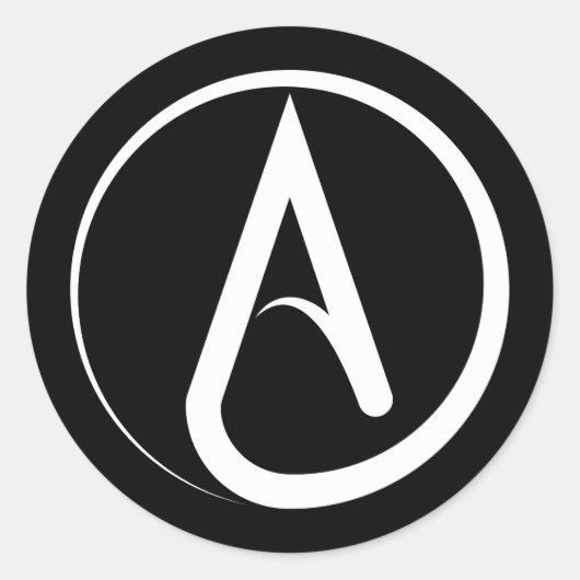 Atheist Symbol White ラウンドシール (正面)
