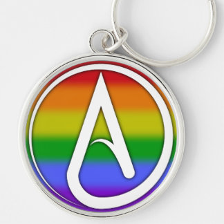 Atheist Symbol White over Rainbow キーホルダー