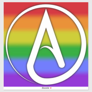 Atheist Symbol White over Rainbow シール