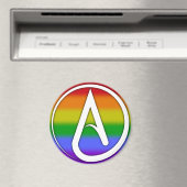 Atheist Symbol White over Rainbow マグネット (インサイチュ (食洗機))