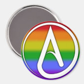 Atheist Symbol White over Rainbow マグネット (正面/裏面)