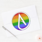 Atheist Symbol White over Rainbow ラウンドシール (封筒)