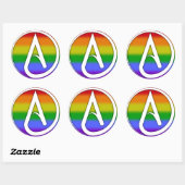 Atheist Symbol White over Rainbow ラウンドシール (シート)