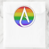 Atheist Symbol White over Rainbow ラウンドシール (バッグ)