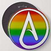 Atheist Symbol White over Rainbow 缶バッジ (正面&裏面)