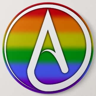 Atheist Symbol White over Rainbow 缶バッジ