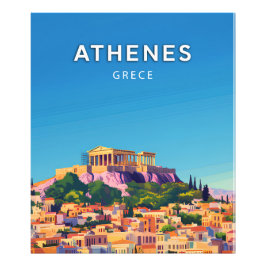 Athenes, Grece, Poster style rétro-chic フォトプリント