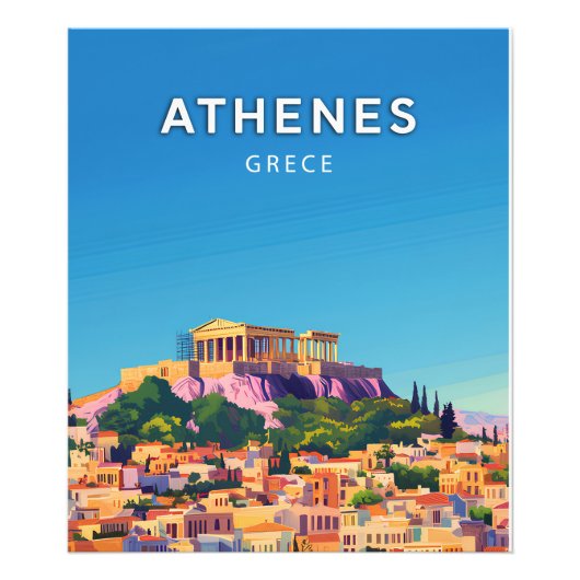 Athenes, Grece, Poster style rétro-chic フォトプリント (正面)