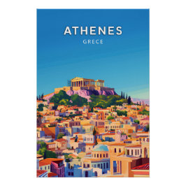 Athenes, Grece, Poster style rétro-chic ポスター