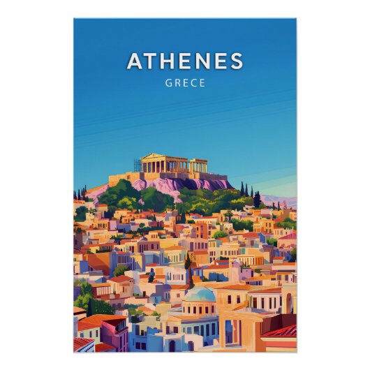 Athenes, Grece, Poster style rétro-chic ポスター (正面)