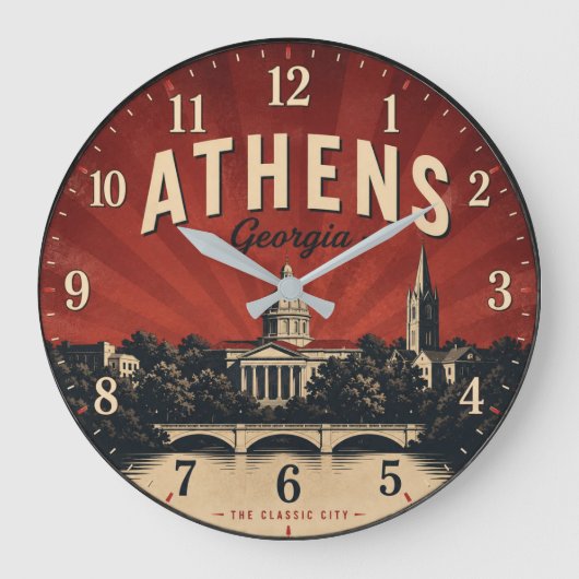 Athens Georgia College Town Decor ラージ壁時計 (正面)