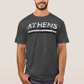 Athens Georgia Retro Vintage Weathered Stripe Thro Tシャツ