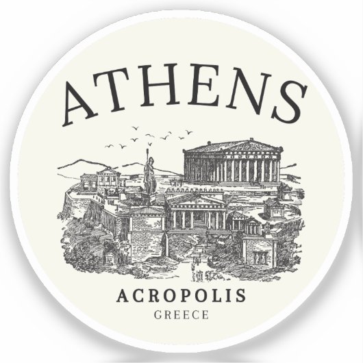 Athens Grecce Acropolis Vintage scene シール (正面)