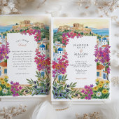 Athens Greece Acropolis Bougainvillea Wedding 招待状