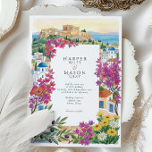 Athens Greece Acropolis Bougainvillea Wedding 招待状