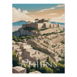 Athens Greece Acropolis Travel Print ポスター