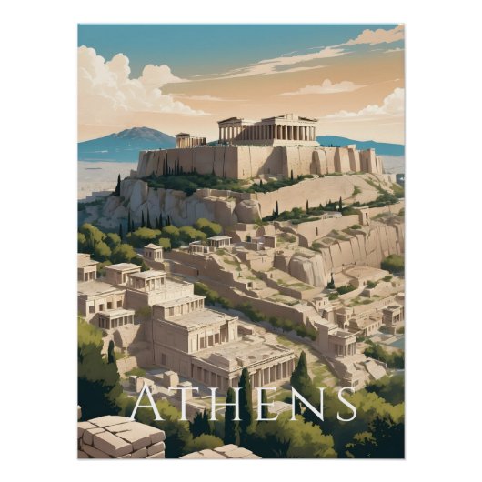 Athens Greece Acropolis Travel Print ポスター (正面)