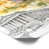 Athens Greece Acropolis Watercolor Sketch Travel ポスター (角)