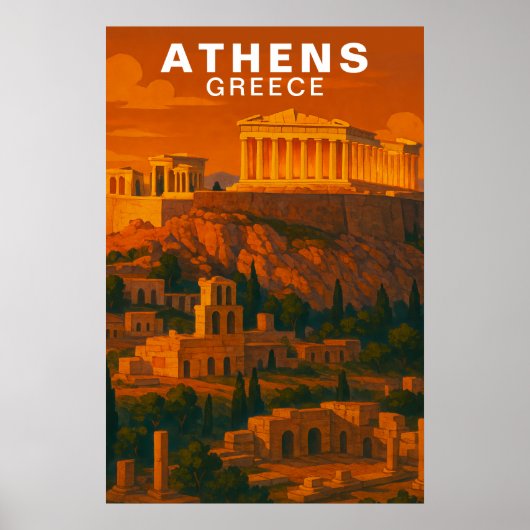 Athens, Greece Ancient Classic Ruins ポスター (正面)