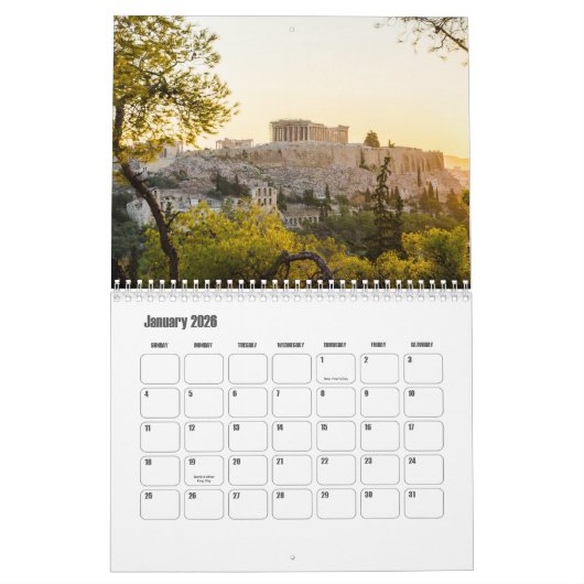 Athens-Greece Calendar カレンダー (1月 2026)