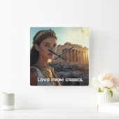 ATHENS - GREEK - ACROPOLIS スクエア壁時計 (ホーム)