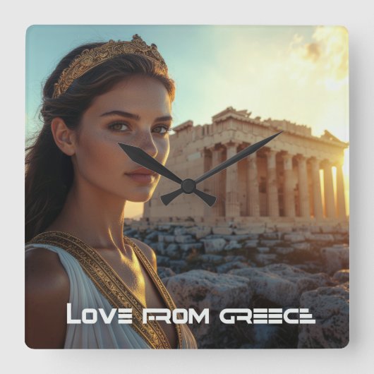 ATHENS - GREEK - ACROPOLIS スクエア壁時計 (正面)