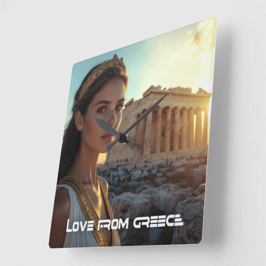 ATHENS - GREEK - ACROPOLIS スクエア壁時計 (傾斜)