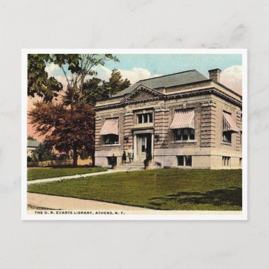 Athens NY, Library, c1910ヴィンテージ ポストカード (正面)