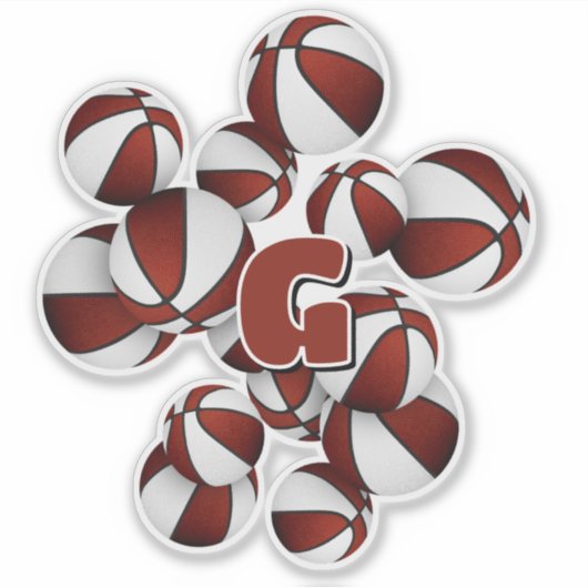athlete monogram on maroon white basketballs シール (正面)