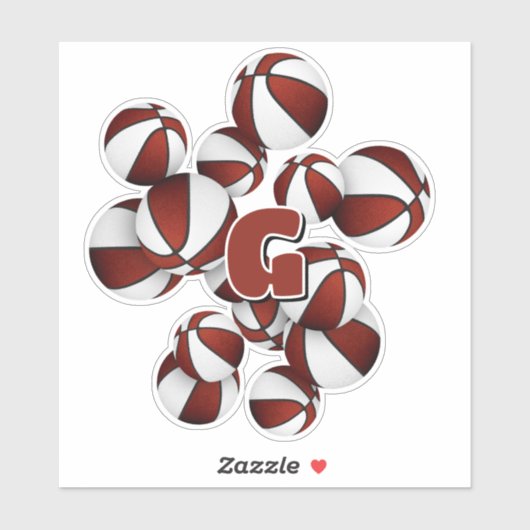 athlete monogram on maroon white basketballs シール (シート)