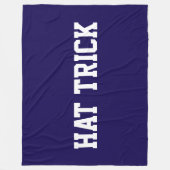 Athletic Bold White HAT TRICK Text On Navy Blue フリースブランケット (正面)