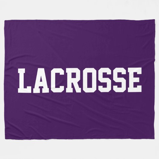 Athletic Bold White LACROSSE Text On Dark Purple フリースブランケット (正面(横))