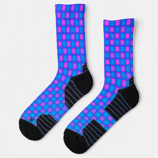Athletic Crew Sock Light Blue Purple Design ソックス (左)