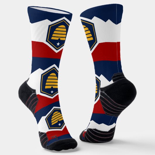Athletic Crew Sock with flag of Utah, USA ソックス (傾斜あり)
