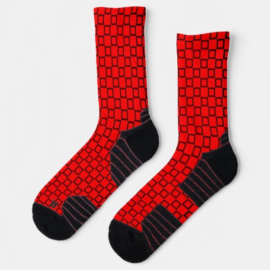 Athletic Crew Sock with Red Black Classic Design ソックス (左)