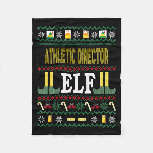 Athletic Director Elf Funny Christmas Gift  フリースブランケット (正面)