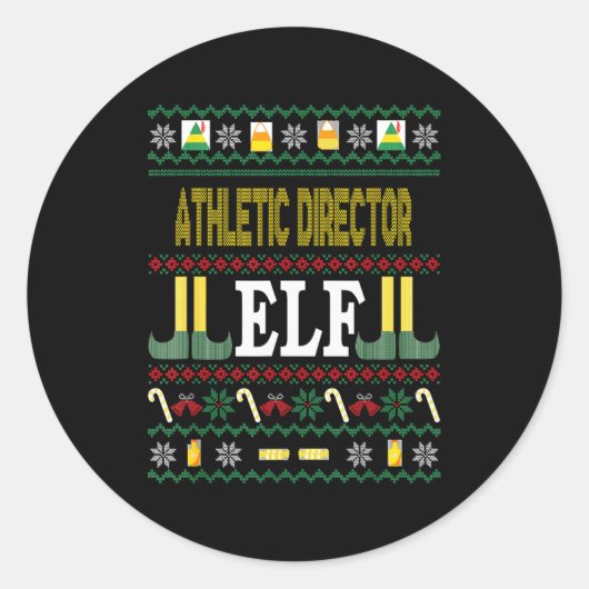 Athletic Director Elf Funny Christmas Gift  ラウンドシール (正面)