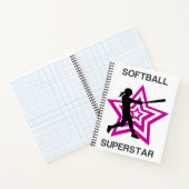 Athletic Pink Star Softball Superstar Graphic ノートブック (内部)