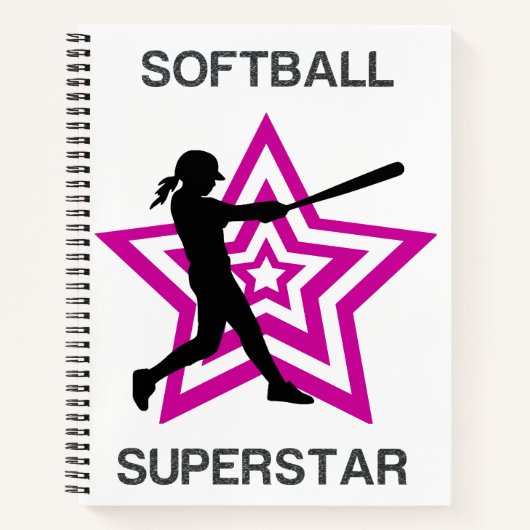 Athletic Pink Star Softball Superstar Graphic ノートブック (正面)