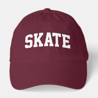 Athletic SKATE White Text Maroon Red Background キャップ