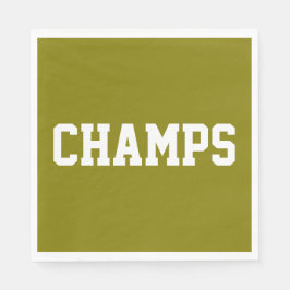 Athletic Sporty Golden Olive CHAMPS White Text  スタンダードランチョンナプキン