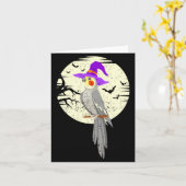 Atiel Bird Witch Hat Funny Halloween Animal Lover  カード (黄色い花)