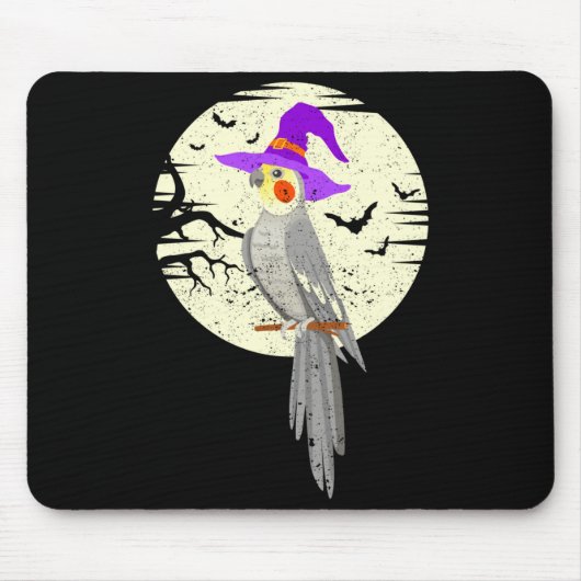 Atiel Bird Witch Hat Funny Halloween Animal Lover  マウスパッド (正面)